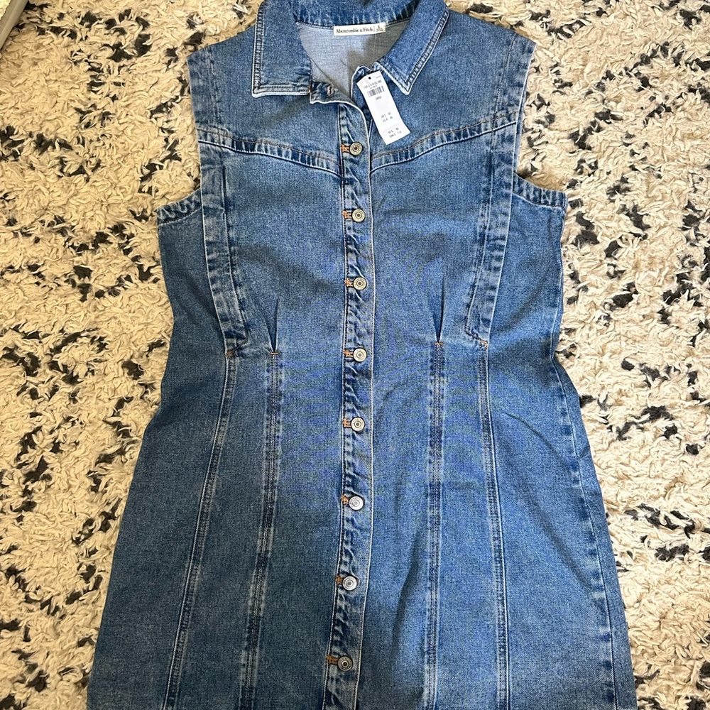 Abercrombie & Fitch Collared Denim Shirt Dress